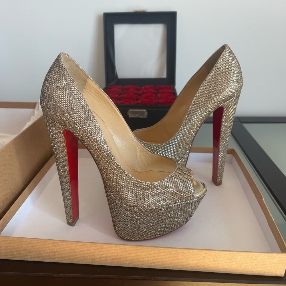 Christian Louboutin pumps hells Altareva 160 Glitter Luminor Gold size 36 new